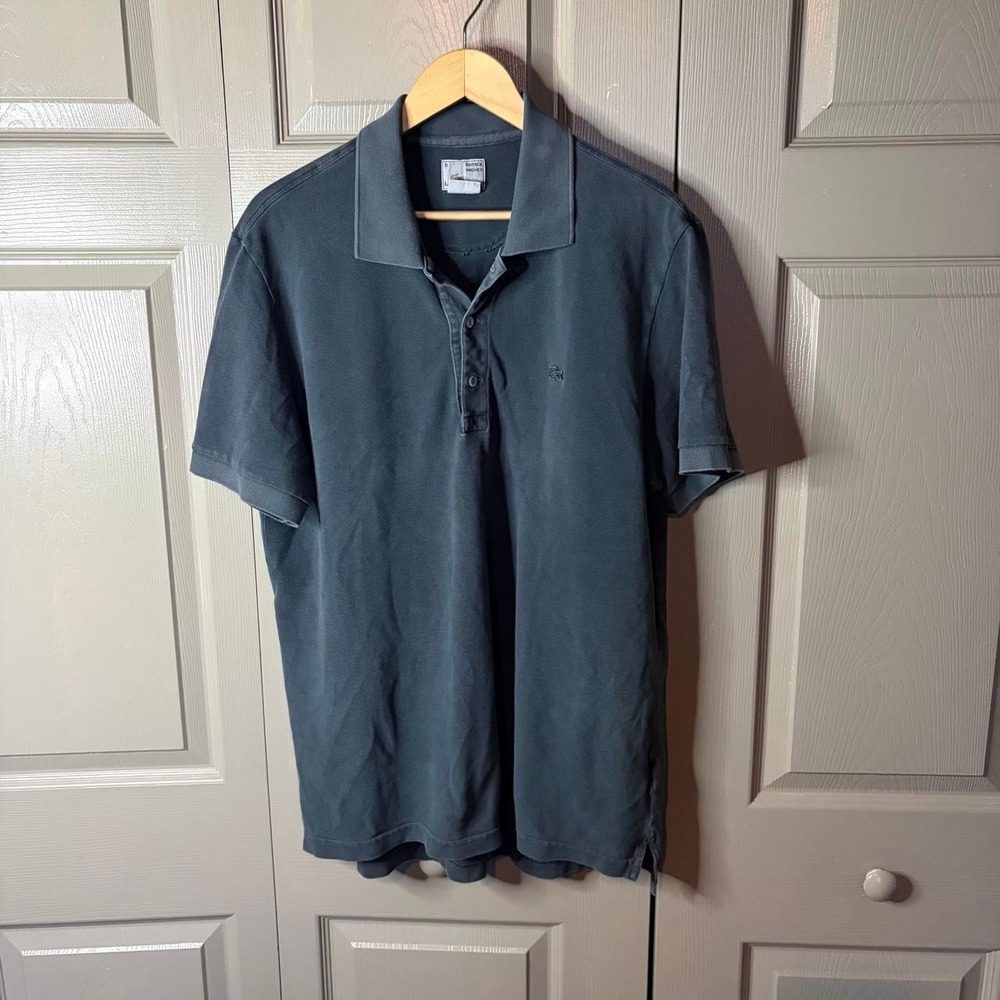 Lacoste Mens Vintage Washed Grey Pique Polo Shirt Size L Large Y2K Classic Fit